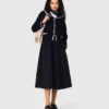 Pinstripe tailored midi skirt