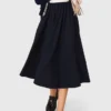 Pinstripe tailored midi skirt