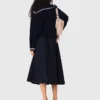 Pinstripe tailored midi skirt