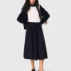 Pinstripe tailored midi skirt