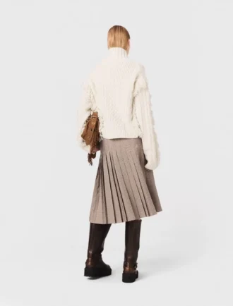 Pleated checked midi skirt