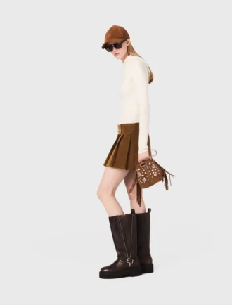 Pleated corduroy mini skirt