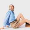 Pleated cotton shorts Pleated cotton shorts