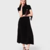 Pleated maxi dress with polo collar Pleated maxi dress with polo collar