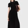 Pleated maxi dress with polo collar Pleated maxi dress with polo collar