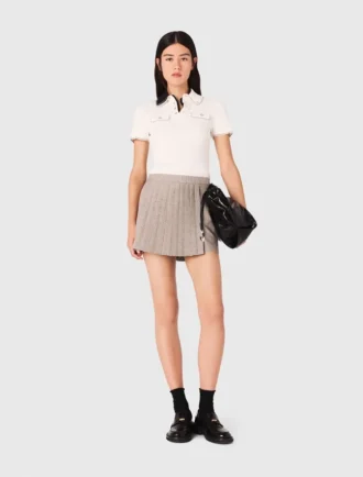 Pleated rhinestone skort