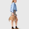 Pleated skirt with poplin details Pleated skirt with poplin details