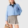 Pleated skirt with poplin details Pleated skirt with poplin details