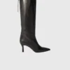 Pointed-toe leather boots
