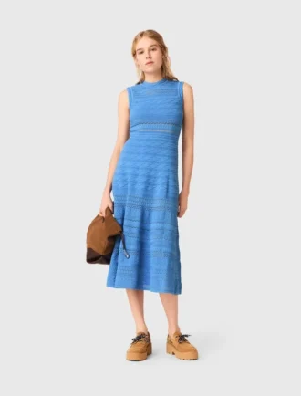 Pointelle knit maxi dress