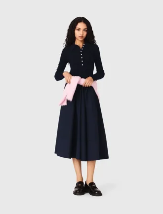 Polo collar ribbed sweater
