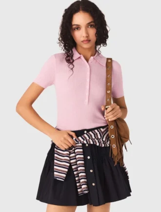 Polo collar ribbed sweater Polo collar ribbed sweater