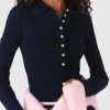 Polo collar ribbed sweater Polo collar ribbed sweater