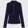 Polo collar ribbed sweater Polo collar ribbed sweater