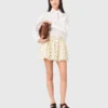 Printed skirt with rickrack trim