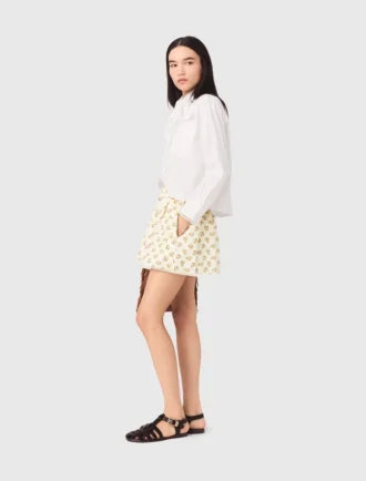 Printed skirt with rickrack trim
