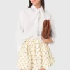 Printed skirt with rickrack trim