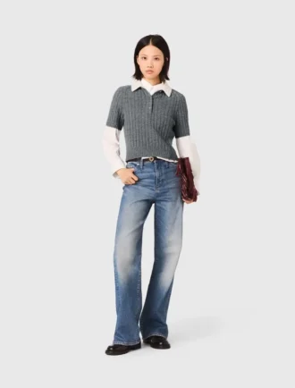 Removable beaded collar sweater