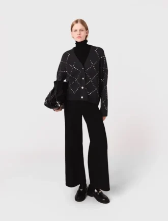 Rhinestone check cardigan