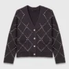 Rhinestone check cardigan Rhinestone check cardigan