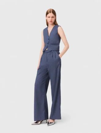 Rhinestone suit trousers with pleats