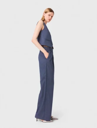 Rhinestone suit trousers with pleats