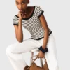 Rib knit top with boat neck Rib knit top with boat neck