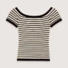 Rib knit top with boat neck Rib knit top with boat neck