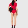 Ribbed knit short sleeve bodysuit Ribbed knit short sleeve bodysuit