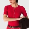 Ribbed knit short sleeve bodysuit Ribbed knit short sleeve bodysuit