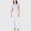 Robe maxi en satin, taille plissée Robe maxi en satin, taille plissée