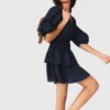 Ruffle and rhinestone dress