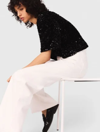 Sequinned velvet top