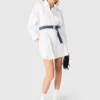 Shirt dress with contrast belt