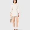 Short balloon-sleeve tweed dress
