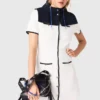 Short dress with contrasting trim Short dress with contrasting trim