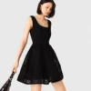 Short embroidered basket knit dress Short embroidered basket knit dress