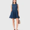 Short flared denim dress Short flared denim dress