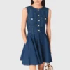 Short flared denim dress Short flared denim dress