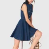 Short flared denim dress Short flared denim dress