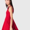 Short flared linen-blend dress