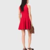 Short flared linen-blend dress
