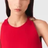Short flared linen-blend dress