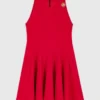 Short flared linen-blend dress