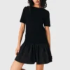Short knit and taffeta dress