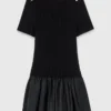 Short knit and taffeta dress