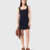 Short linen-blend dress