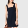 Short linen-blend dress