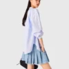 Short pleated denim skirt with strass Short pleated denim skirt with strass