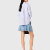 Short pleated denim skirt with strass Short pleated denim skirt with strass